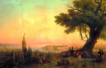  Constant Lienzo - Vista de Constantinopla a la luz del atardecer Ivan Aivazovsky
